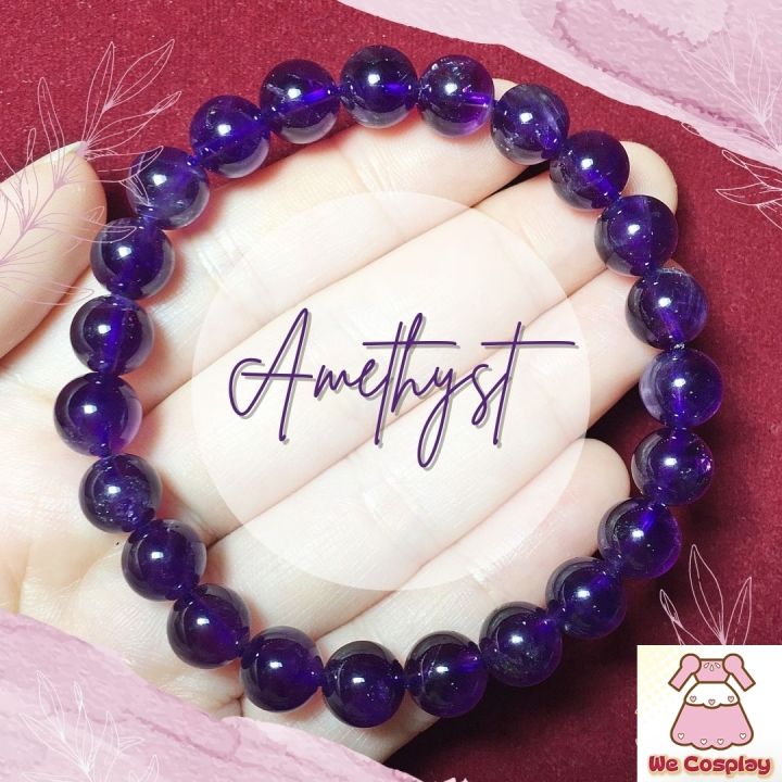 สร้อยข้อมือหิน อเมทิสต์  Amethyst กำไลหินนำโชค ข้อมือหินมงคล Cute Size ขนาด 8.5 มิล