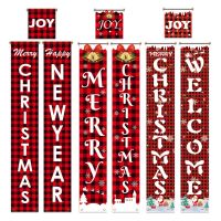 Merry Christmas Banners New Year Outdoor Indoor Decoration Bright Red Xmas Porch Hanging for Home Wall Door Holiday Party Decor