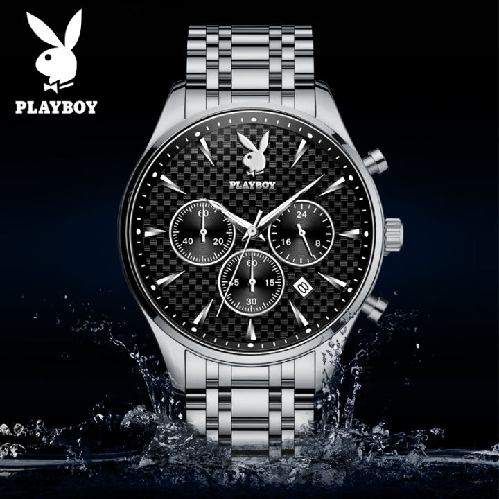 playboy-นาฬิกาข้อมือหรูหราสำหรับชาย2023ขายกันน้ำ-แฟชั่นหล่อ-multifunctional-โครโนกราฟเรืองแสงนาฬิกานาฬิกาควอตซ์