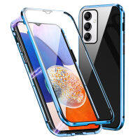 Untuk Samsung Galaksi A14 Kes 360 ° Penutup ฝาพับแม่เหล็ก Samsun Galax 14 14A SamsungA14 Dua Sisi Pelindung Kaca เคสตุ้งติ้งโทรศัพท์