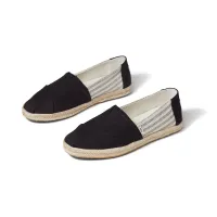 TOMS รองเท้าลำลองผู้หญิง แบบสลิปออน (Slip on) รุ่น Alpargata Seasonal Black University Stripes รองเท้าลิขสิทธิ์แท้