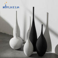 NIFLHEIM Ceramic Pointed Mouth Flower Vases Black White Screw Thread Flower Support Home Living Roon Tabletop Decor Figurines