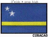 Curacao  Flag 3"wide embroidery patch  for blue fabric/full embroidery/two stars