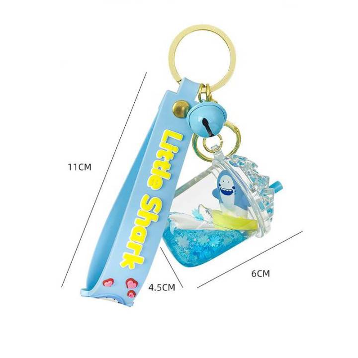 cute-cartoon-skateboard-shark-floating-bottle-keychain-creative-car-bag-pendant-couple-gift