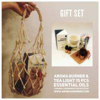 Aroma&amp;More  Gift set ชุดเตาอโรมา + เทียน + น้ำมันหอมระเหย 3 กลิ่น 10ml x3 (Orange Brazil/ Lemongrass Thai/ Eucalyptus Australia)