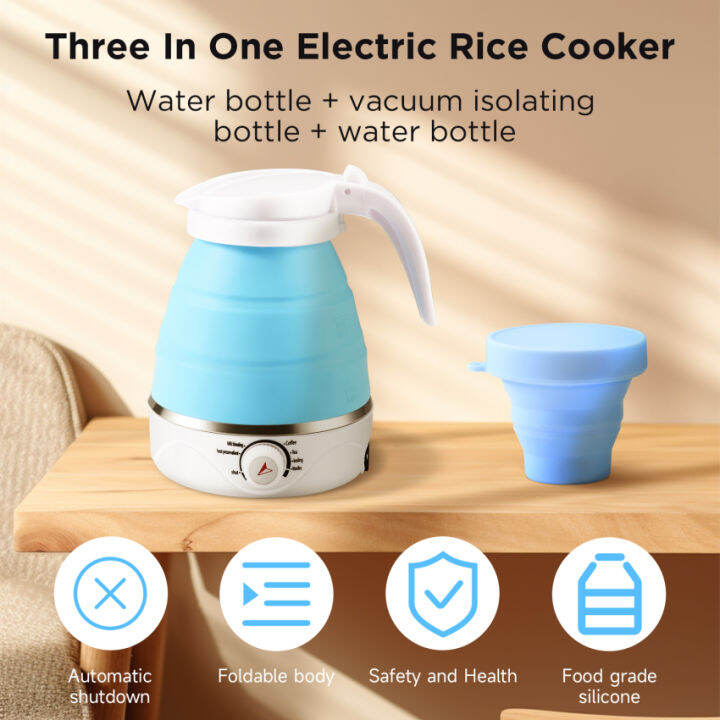 Blue Foldable Electric Kettle Portable Lightweight Boiler With Multiple