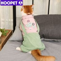 ZZOOI HOOPET Cat Overalls Warm Pet Clothing Four Legs Small Dog Clothes Soft Cat Pajamas With Pocket