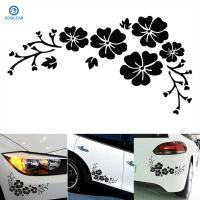 COOLCAR สติ๊กเกอร์ติดรถยนต์ลายดอกไม้แต่งรถสีดำและสีขาว Hiasan Mobil