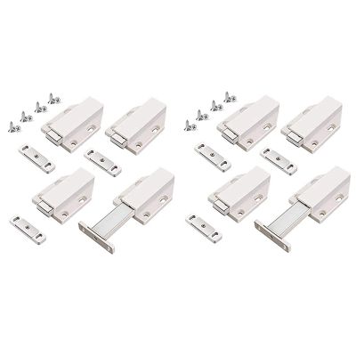 Push Latch Heavy Duty 8 Pack Push to Open Cabinet Hardware Magnetic Contact Latches for Large Door Push White