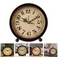 Clock Alarm Vintage Desk Bedside Silent Retro Clocks Bedroom Mute Tabletop Decor Desktop Living Room Round Household Decorative