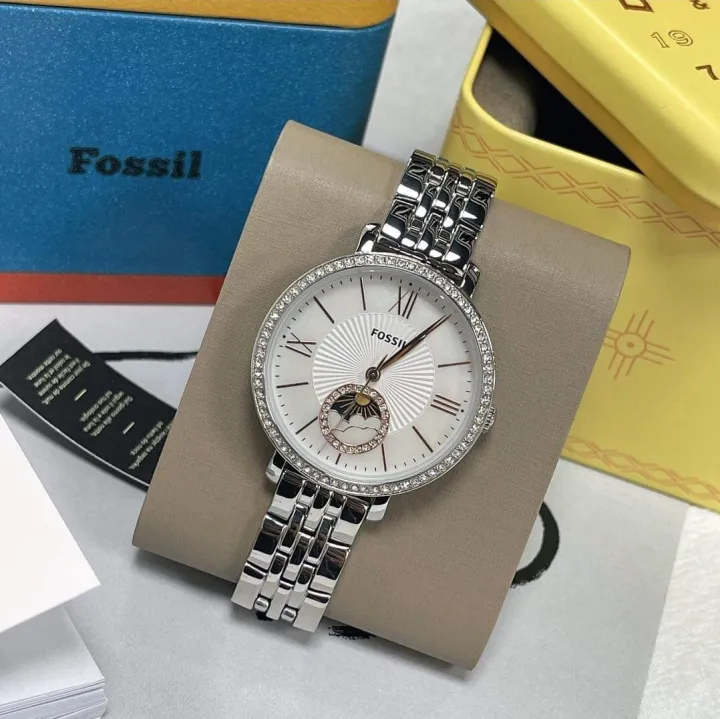 Original Fossil Jacqueline Sun Moon Multifunction Stainless Steel Watch