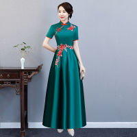 【CW】White Oriental Womens Evening Cheongsam Wedding Party Dress Traditional Chinese Style Elegant Qipao Long Gowns Vestido S-4XL