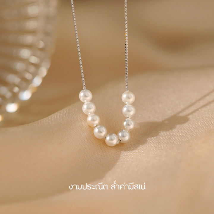 escobal-สร้อยมุกคู่เพชร-nine-pearls-จี้มุกธรรมชาติแท้100-เรียกทรัพย์-สร้อยคอเงินแท้-สร้อยคอมุก-สร้อยเงิน-สร้อยมุก