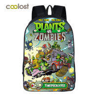 [ในสต็อก] Plants Vs. Zombies 16นิ้วกระเป๋าเป้สะพายหลังชั้นเดียวสำหรับวัยรุ่นชายหญิงกระเป๋าเป้สะพายหลังการ์ตูนโพลีเอสเตอร์ที่สะดวกสบายและน้ำหนักเบาวัยรุ่น8-18Y ความสูง145ซม. ด้านบน