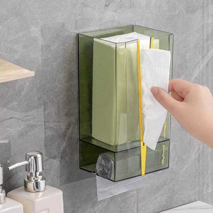 Wall Mounted Bathroom Tissue Box Transparent Kitchen Paper Storage Box