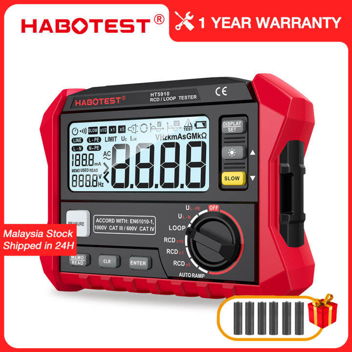 HABOTEST HT5910 High Current Loop Tester Digital Resistance Meter RCD
