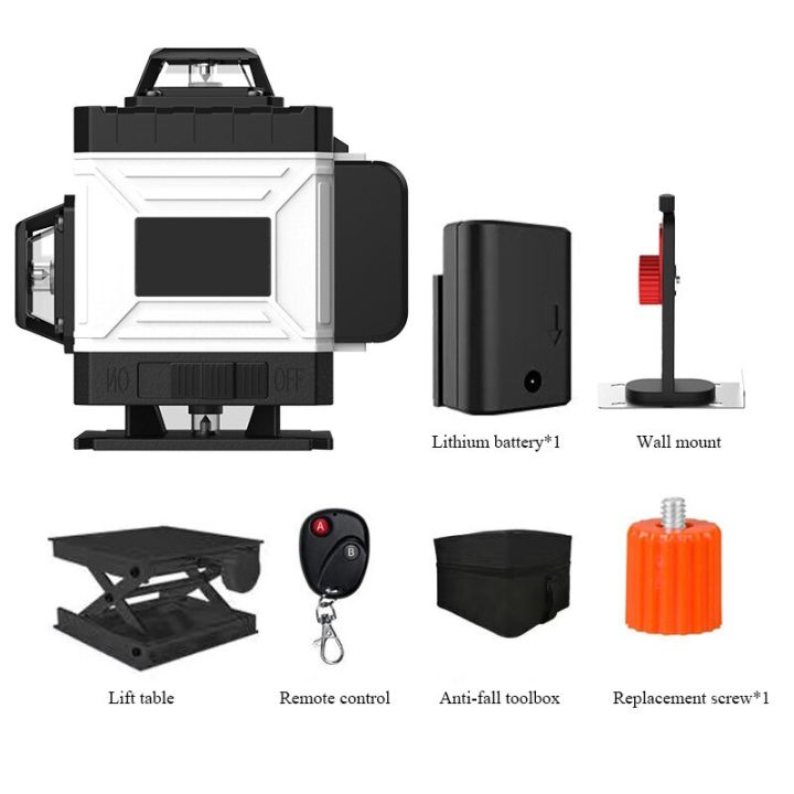 อุปกรณ์ติดตั้งบนผนัง4d-16เครื่องทำระดับเลเซอร์ลายเส้นเมตรความแม่นยำสูงอุปกรณ์สายการฉายอินฟราเรดไฟเขียว