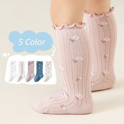 4 Pairslot Girl Socks Cute Cotton Baby Knee Socks Newborn Long Tube Kids Children Soft High Sock Toddler Leg Warmers Socken