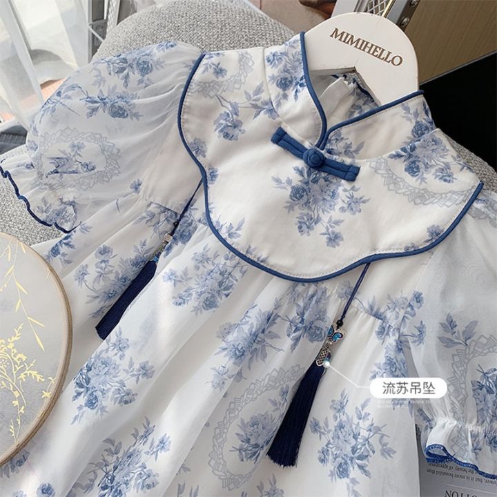 jeansame-dress-เสื้อผ้าเด็กสำหรับสาวชุดเจ้าหญิงสีฟ้าและสีขาวหมึกชุด-cheongsam-เด็กเจ้าสาวบอลชุดเจ้าหญิงชุดแต่งงาน