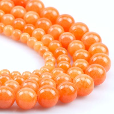 △۩ Natural Stone Orange Jades Beads For Jewelry Making Round Loose Spacer Accessories Beads DIY Earring Bracelet 6/8/10/12mm 15Inch