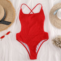 Y One P Iece ชุดว่ายน้ำผู้หญิงแข็งสีแดงสูงตัดเปลือยบอดี้สูท Monokini ซัมเมอร์บีชอาบน้ำซุยชุดว่ายน้ำ M Aillot De B Ain