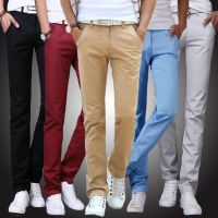 COD SDFGERTERT 7Colors ? Mens Casual Pants Trousers Mens Cotton Slim Fit Chinos Male Clothing Korean-Style Plus Size