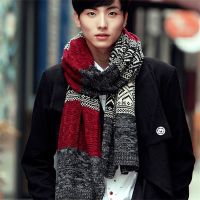 【CW】 Men Knitted Scarf Fashion Men  39;s Scarves Warm Neckerchief Face Protection Shawl Wool Bufanda Male Accessories