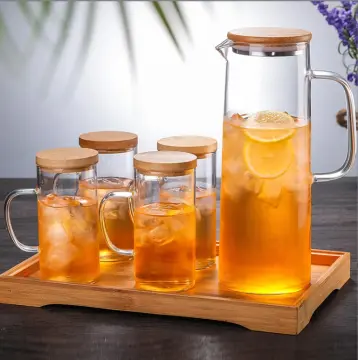 1.3L Clear Borosilicate Glass Water Drinking Carafe Pitcher with Bamboo Lid  - China Water Kettle and Water Carafe price