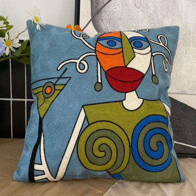 new style Embroidery Abstract Pillowcase Cushions Covers Picasso Decorative Throw Pillows Covers For Sofa Car Pillowcase 45x45cm