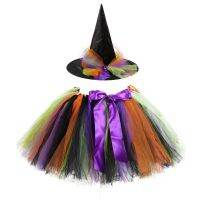 Kids Girl Witch Hat Wings Web Tulle Cobweb Skirt Halloween Christmas Costume Cosplay Cat Animal Ears Fancy Dress Clothing 2-6 Yr