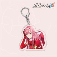 Fashion Japan Anime DARLING In The FRANXX Keychain Zero Two Cartoon Figures Acrylic Key Chain Bag Charm Key Ring Holder Ornament