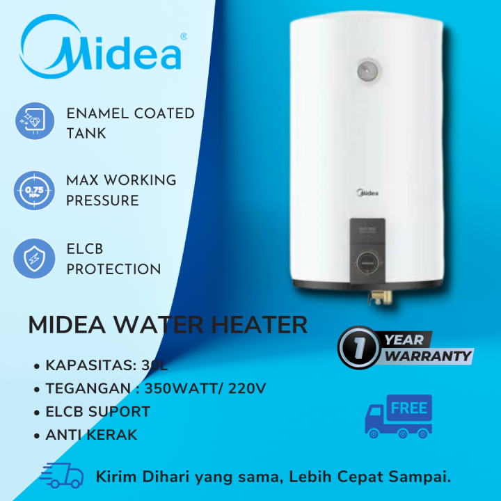 Midea Water Heater 30 liter 350watt Pemanas air elektrik watt rendah hemat  listrik bergaransi | Lazada Indonesia