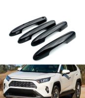 ตกแต่งตัดแต่งที่จับประตูรถยนต์สำหรับโตโยต้า RAV4 4ชิ้น2019 2020 RAV 4สีดำ ABS