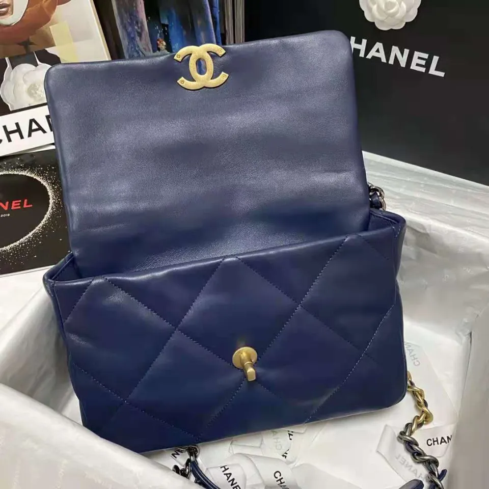 2021 new women bag Original bag Blue leather bag Chain sling bag