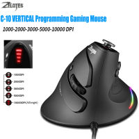 ZELOTES Gaming Mouse Vertical Wired Mouse Optical RGB Light Upright Mice For Desktop Laptop PC Gamer Mice 5 Modes 10000DPI C-10