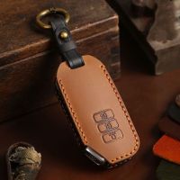 Crazy Horse Skin Leather Car Remote Key Case Cover for Kia K5 2020 2021 Accessories Car-Styling Holder Shell Keychain Protection