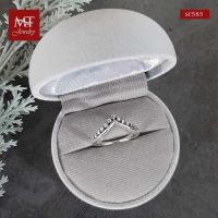 MT แหวนเงินแท้ ดีไซน์แบบ V Shaped  งานรมดำ ไซส์: 51 Solid 925 Sterling Silver Ring (sr585) MT Jewelry มณีธารา