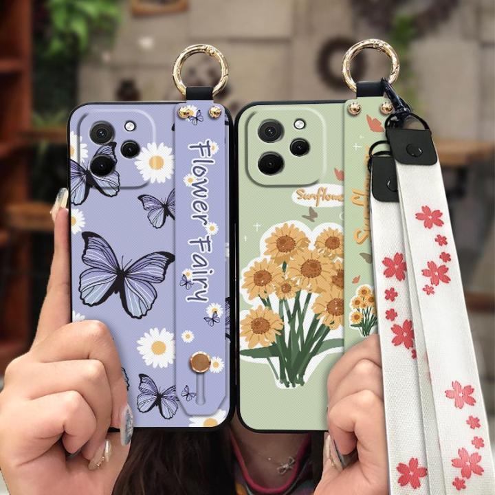 cartoon-lanyard-phone-case-for-huawei-nova-y61-enjoy-50z-back-cover-protective-painting-flowers-sunflower-armor-case