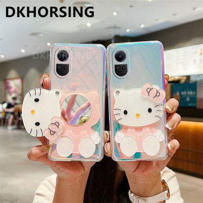 DKHORSING 2023 OPPO Reno เคสโทรศัพท์ใหม่10/Reno 10 Pro / Reno 10 Pro + ปลอกอ่อนสีม่วงไล่ระดับสีหลากสี Oppo Reno 10 5G ฝาหลัง OPPO Reno 10Pro บวก5G พร้อมกระจกแต่งหน้าน่ารัก