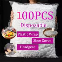 100Pcs Disposable Food Cover Elastic Plastic Wrap Food Grade Food Lids Shoe Cover Shower Headgear Bowls Cap Food Fresh Saver Bag