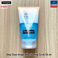 Neutrogena® Deep Clean Invigorating Foaming Scrub 124 ml นูโทรจีนา สครับทำความสะอาดผิวหน้า ขจัดสิ่งสกปรก ความมัน และเครื่องสำอาง