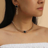 Chunky Chain สร้อยคอต่างหูชุด Hip Hop Punk โลหะ Croker Collarbone Chain อุปกรณ์เสริม Women