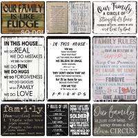 Family Rules Vintage Metal Sign-แผ่นโลหะที่ไม่เหมือนใครพร้อมการออกแบบย้อนยุค-เหมาะสำหรับตกแต่งผนังในบาร์ผับหรือที่บ้าน