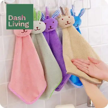 Baby Hand Towel Cartoon Animal Rabbit Plush Kitchen Soft Hanging Bath Wipe Towel  Kitchen Cloth Cotton