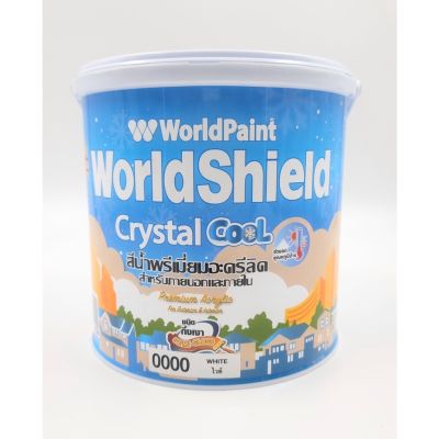 WorldPaint สีน้ำพรีเมี่ยมอะครีลิคเวิลด์ชิลด์ คริสตัลคูล (ชนิดกึ่งเงา) สีขาว WorldShield Crystal Cool ขนาด 3.5 ลิตร