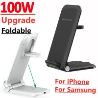 ZZOOI 100W Fast  Wireless Charger Stand For iPhone 13 12 11 XS XR X 3 in 1 Charging Dock Station for Samsung Apple Watch Airpods Pro