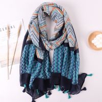 【Miki Xinyuan】 LadyExclusive Style HighWrap Cotton Linen Stole BufandasHijab LuxuryFloral Tassel Viscose Scarf