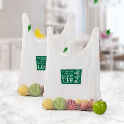 1Pc White Convenient Polyester Mesh Bag Reusable Supermarket Shopping Portable Fruit Pocket