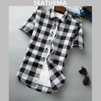 SEATUEMA เสื้อทันสมัยฉบับภาษาเกาหลีแขนสั้นซัมเมอร์ผู้ชาย,เสื้อผ้าอินเทรนด์เสื้อเชิ้ตลำลองฤดูร้อนใหม่