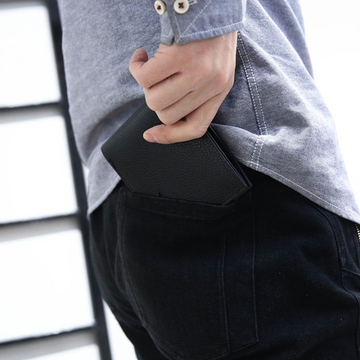 men-wallet-purseสไตล์สั้นความจุขนาดใหญ่มัลติฟังก์ชั่ธุรกิจแฟชั่นคลิปเงินหัวเข็มขัดแม่เหล็กจระเข้